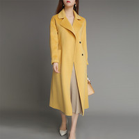 المياه تموج الوجهين الحقيقي معطف من قماش الكشمير النساء معطف الصوف الحقيقي الشتاء الكورية معطف طويل الإناث سترة ملابس خارجية عالية الجودة - الصورة 2